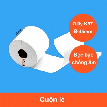 Giấy in bill K57-P45 (Cảm nhiệt, khổ 57mm, phi 45mm)